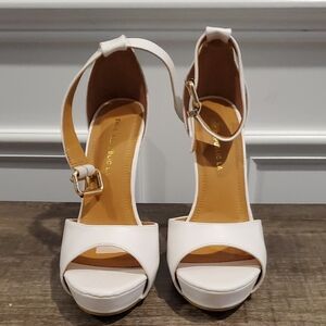 Elegant White Ankle Strap Heels